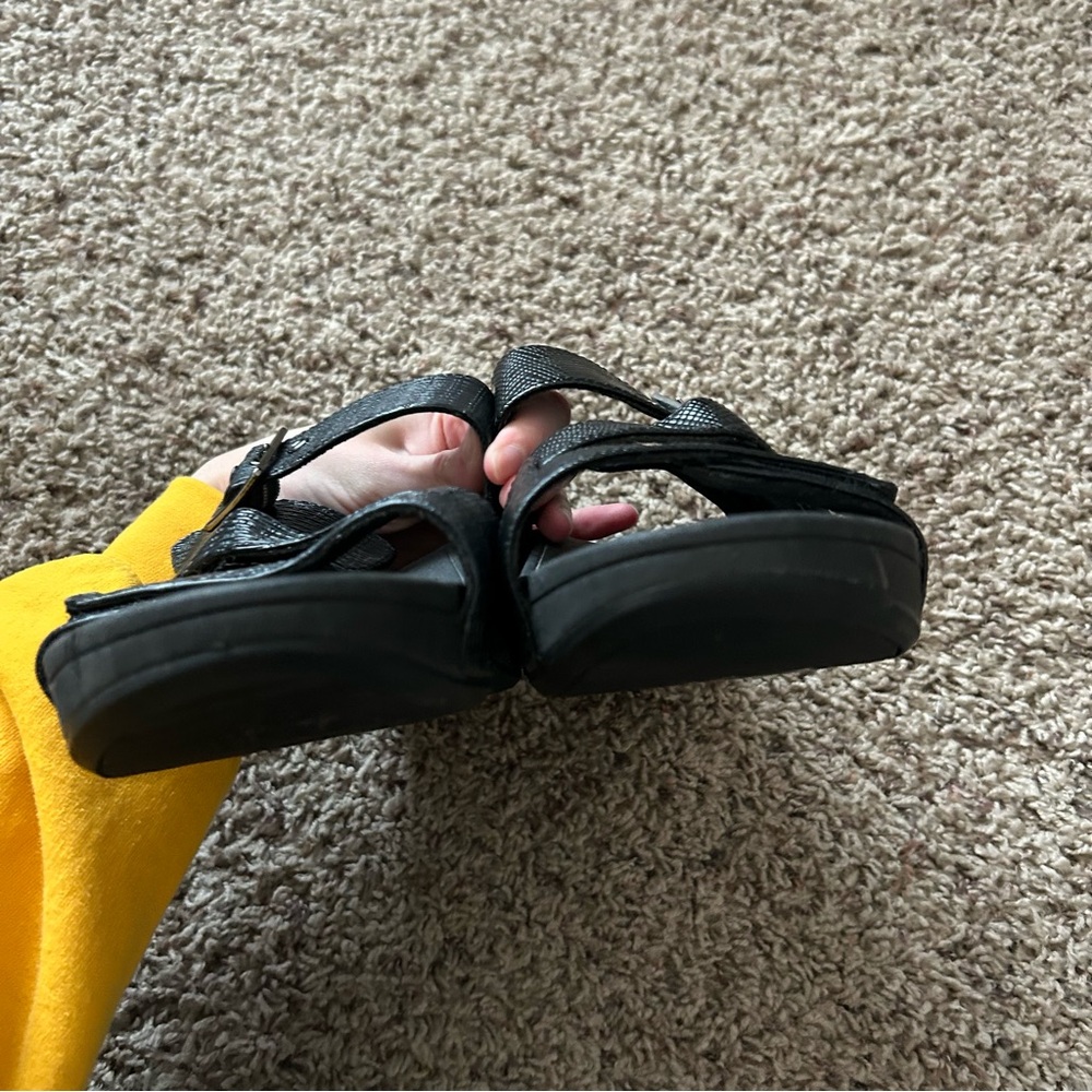 Vionic Black Strappy Slide Sandals with Silver Buckle - Picture 3 of 8
